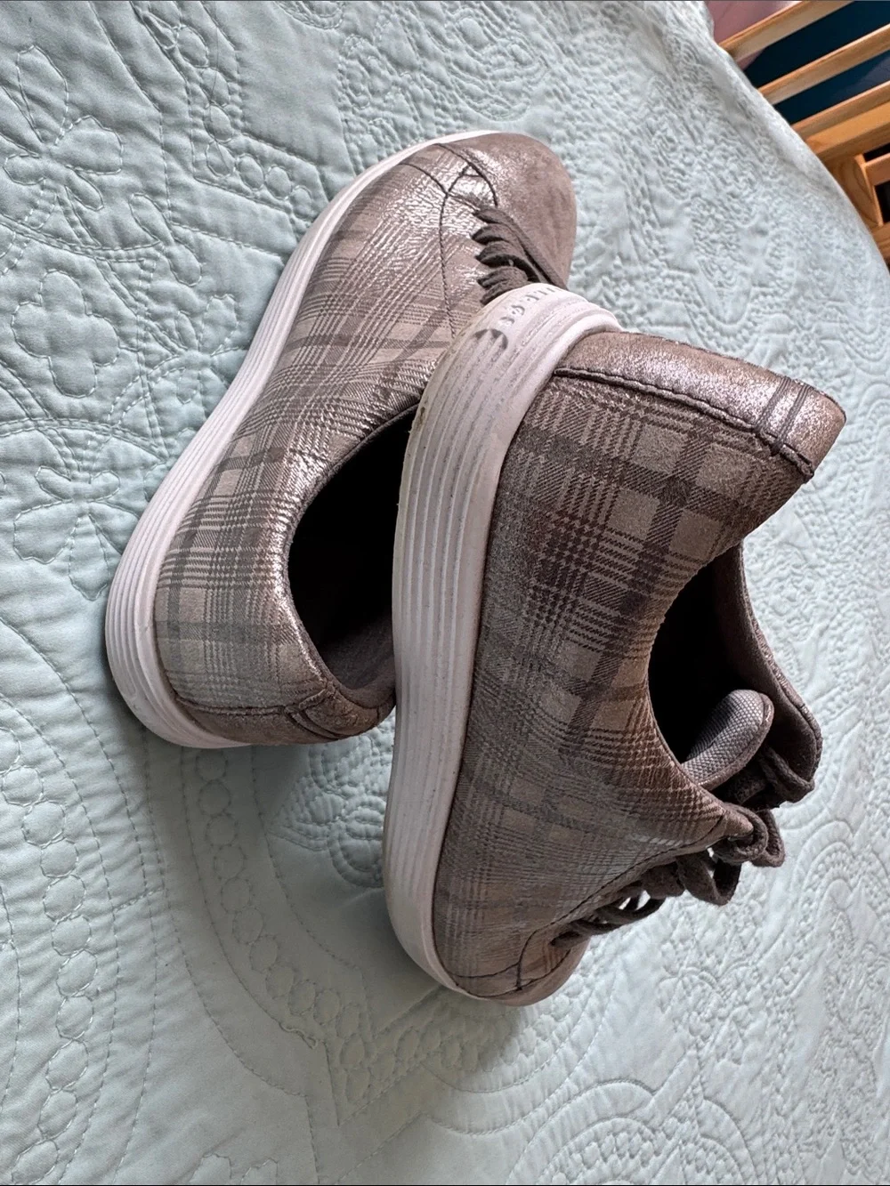Cole Haan Women’s Metallic Silver Plaid Sneakers - Grand Crosscourt